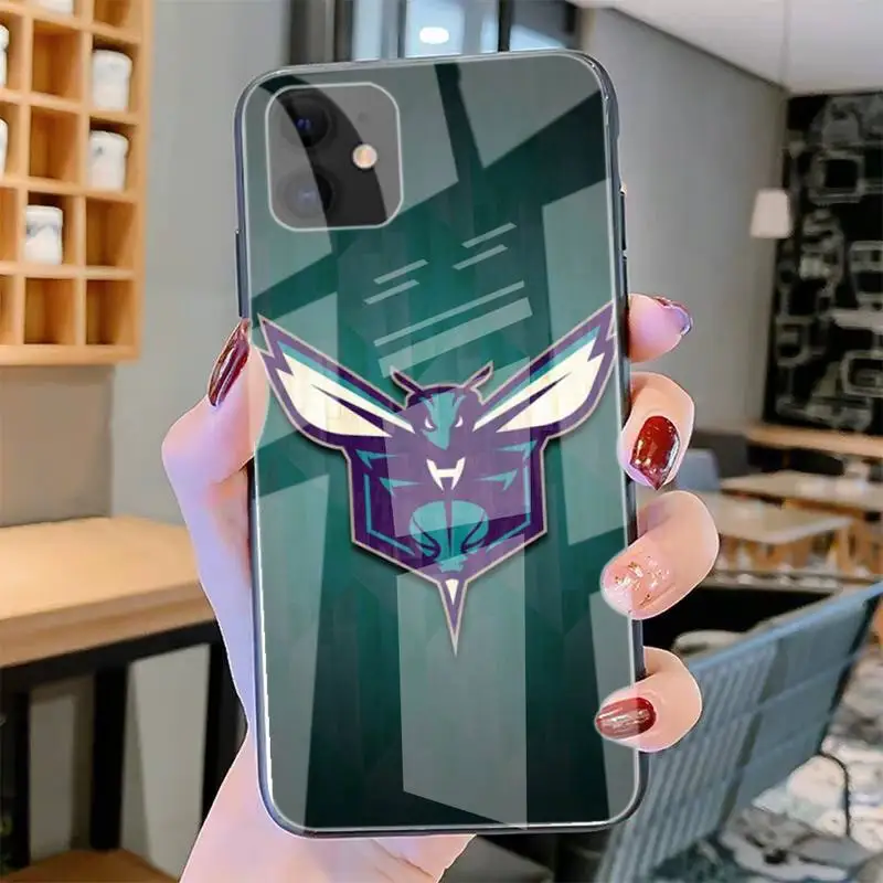 

The Basketball Team Hornets Phone Case Tempered Glass For Iphone6plus 6S 7 7plus 8 X XS XSmax XR 11 12 Pro Max 12mini