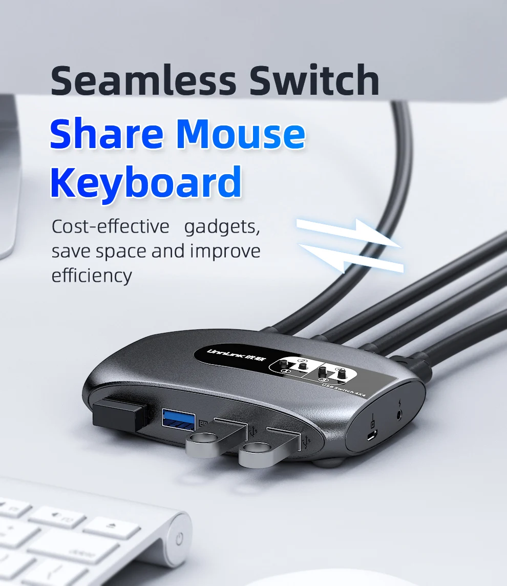 Квм USB 3 0 с выключателем Unnlink 4 порта X4 клавиатура мышь принтер U-диск для
