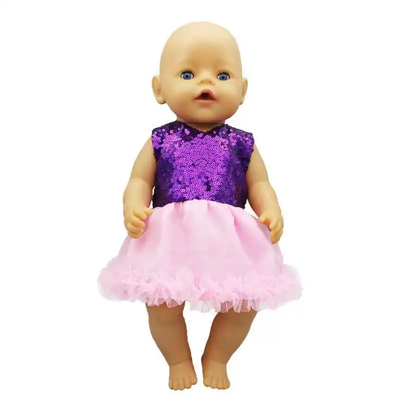 

Doll Dress Clothes for 43cm Baby Reborn Dolls Fashion Babies Clothes Sequins Fit For 17Inches Accessories DIY Girl Gift`s Toy