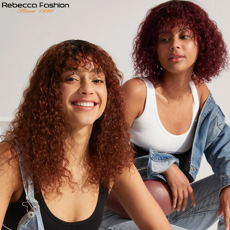 Парики с челкой Jerry вьющиеся из натуральных волос искусственные волосы для