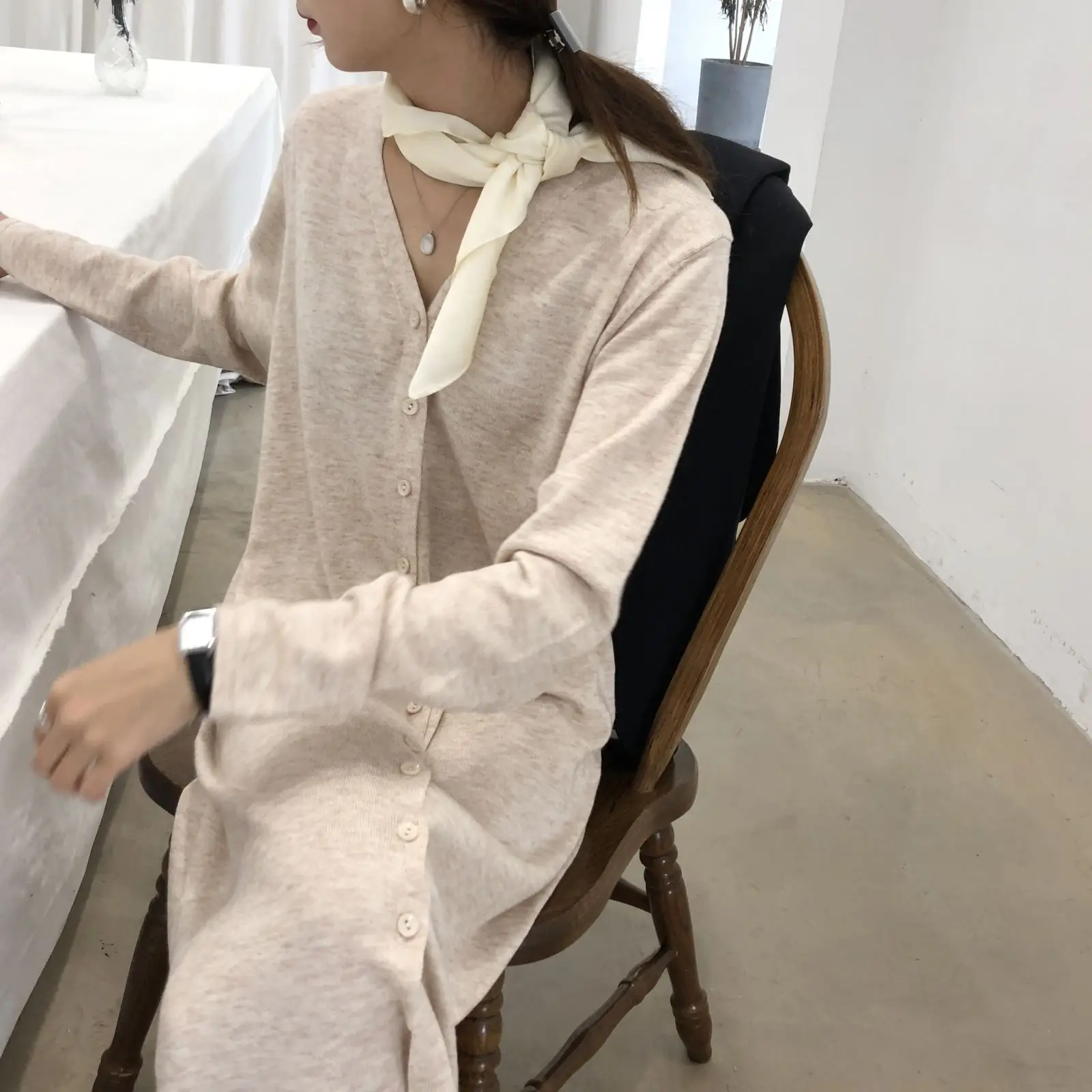 Однобортное плотное корейское платье-свитер новинка 2021 женские вязаные теплые