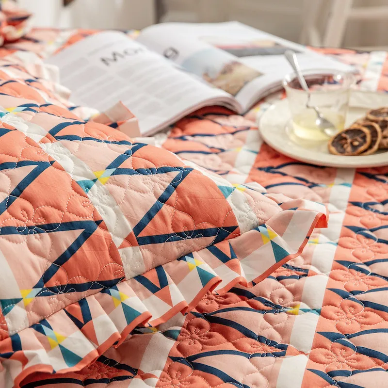 

Cozy Cotton Fitted Sheet High-end Exquisite Printed Lace Mattress Full Wrapped Elastic Pocket Cover for Home Decor Hotel Renewal