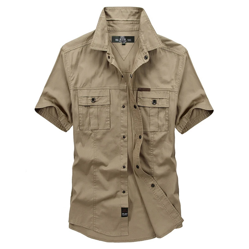 Мужская Повседневная рубашка в стиле милитари VINRUMIKA зеленая армейская цвета хаки