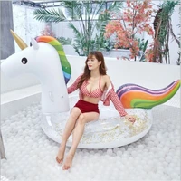 gaint shinny inflatable unicorn life buoy pvc floating swimming ring swimming mattress sea for outdoor beach leisure party