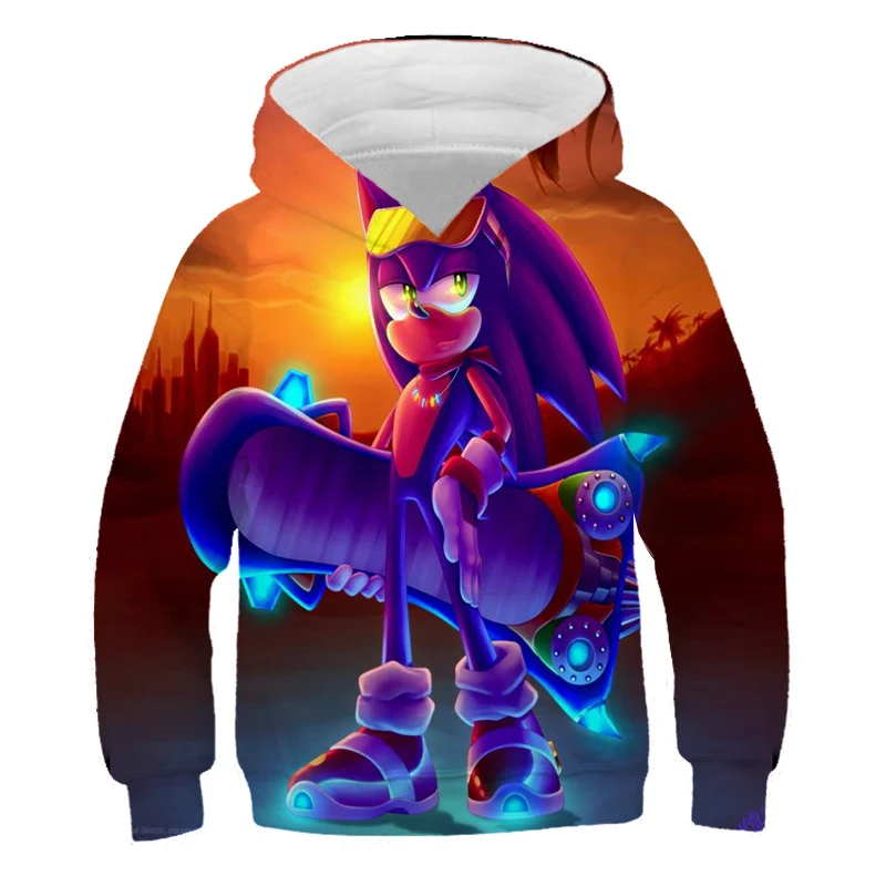 

2021 Spring Anime Super Sonic 3d Hoodies Boys and Girls Children coat Long Sleeve Pullover Cartoon Sweatshirt set baby Hooded