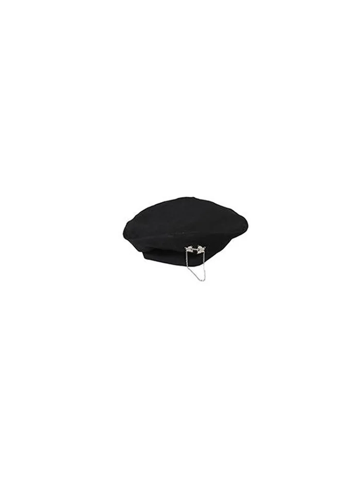 

New Arrival Women Butterfly Chain Solid Color Berets