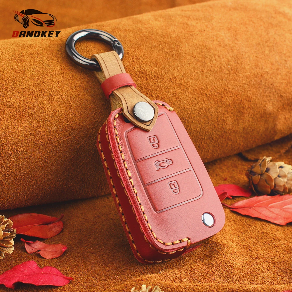 

Чехол-книжка для ключей Dandkey из натуральной кожи для VW Volkswagen Polo Golf 7 Tiguan для Skoda Octavia для SEAT Ateca Leon Ibiza 2015-2017