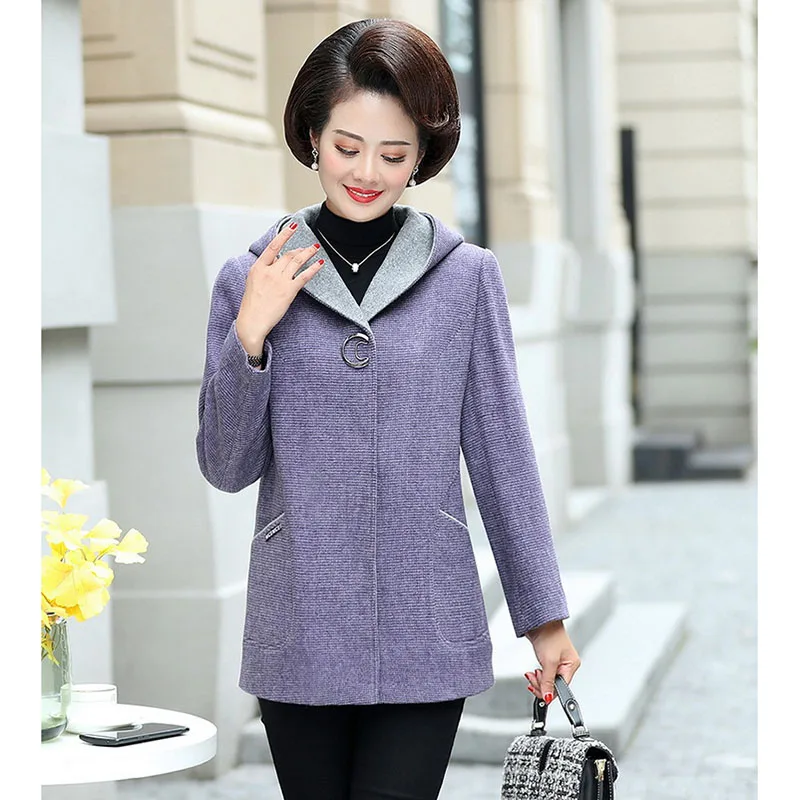 Пальто для женщин среднего возраста осень-зима модная шерстяная куртка средней
