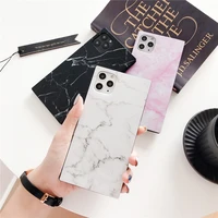 smooth square marble phone case for iphone 12 13 11 pro max xr xs max x 8 7 6splus white pink black marble ring stand soft cover