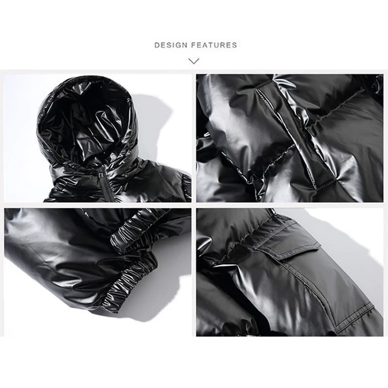 Dropshipping 2020 Women's Down Jacket Winter Glossy Silver/Black/Gold/Blue Plus Size Hooded Parka Outwear Padded Coats | Женская