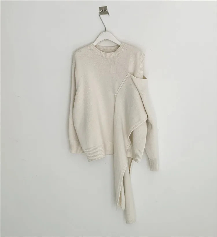Neploe Pull Femme, длинный рукав, сексуальный пуловер без бретелек, свитер на шнуровке, вязаный джемпер, корейский стиль, Элегантные вязаные топы 56496