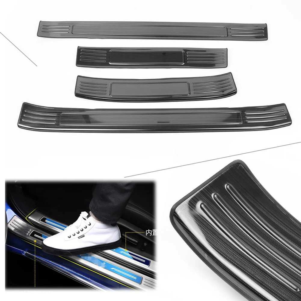 

4Pcs Stainless Steel Car Door Sill Scuff Plate Guard Protector Black For Honda Accord 10th 2018 2019