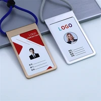 high quality aluminium alloy card holder employee name id card cover metal work certificate identity badge id business case