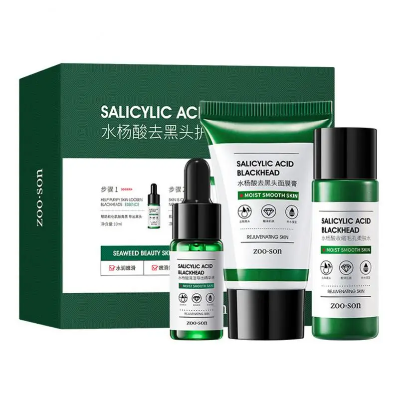 

Face Skin Care Set Salicylic Acid Essence Blackhead Removal Facial Mask Cream Moisturizing Shrink Pores Toner Makeup Set TSLM2