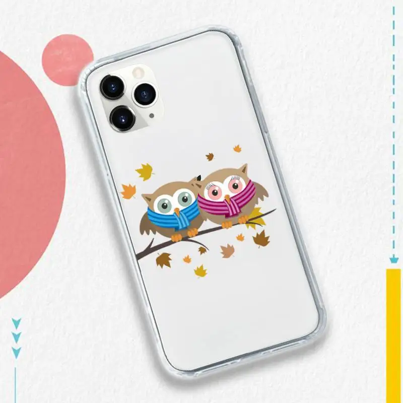 

owl Cute pink cartoon animal Phone Case Transparent soft For iphone 5 5s 5c se 6 6s 7 8 11 12 plus mini x xs xr pro max