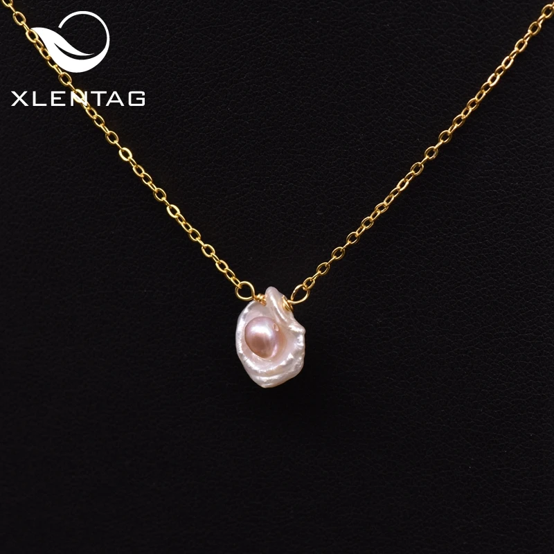 XlentAg натуральная мишура в форме пресноводной жемчужины кулон ожерелье для женщин