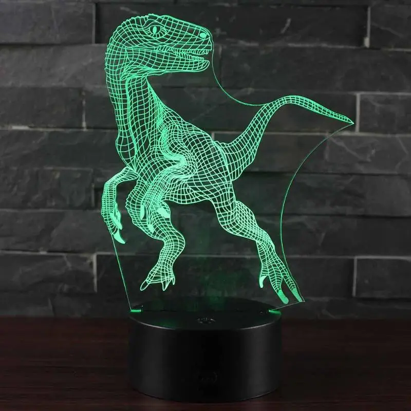 3D Динозавр СВЕТОДИОДНЫЙ Ночник светильник 7 цветов сенсорный Хэллоуин Рождество