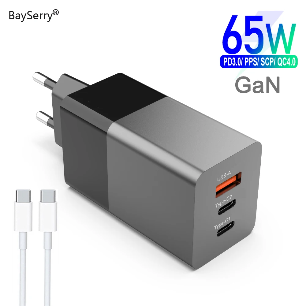 Зарядное устройство BaySerry 65 Вт USB Type C PD Quick Charge 4 0 3 портативное быстрое зарядное для