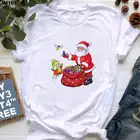 Модная Рождественская Женская Футболка Harajuku с принтом Санта Клауса, женская футболка, повседневный топ с коротким рукавом, женская одежда в готическом стиле, футболка