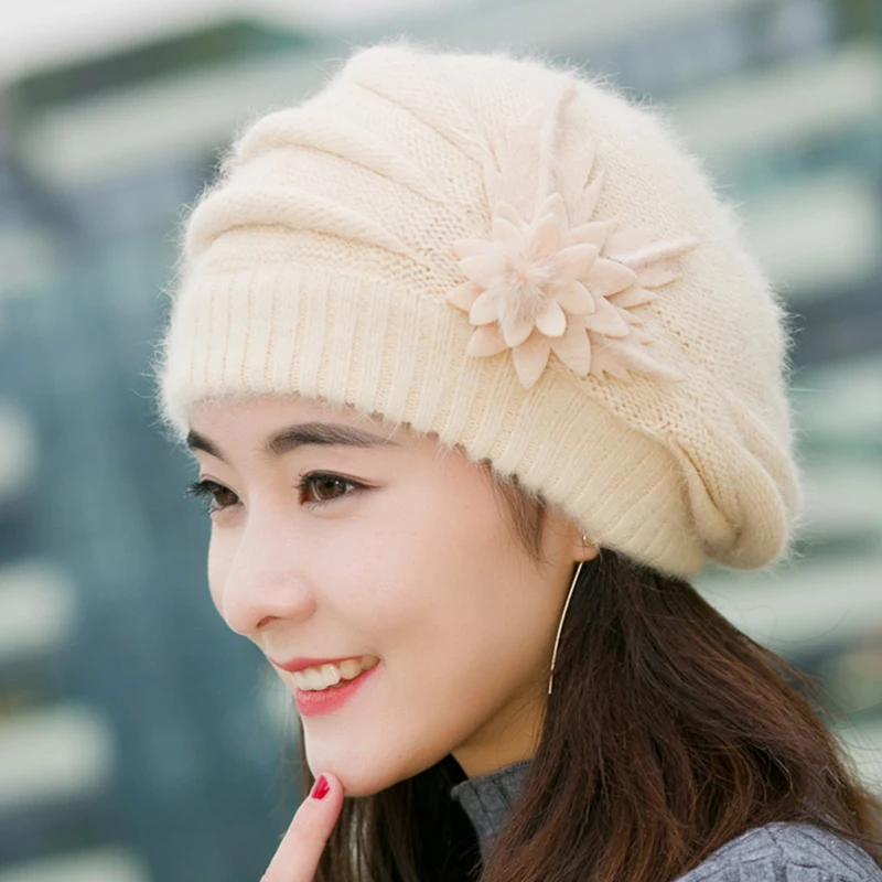 Шерстяные шапки бини для женщин зимние вязаные вязаный берет женские бренд шапка