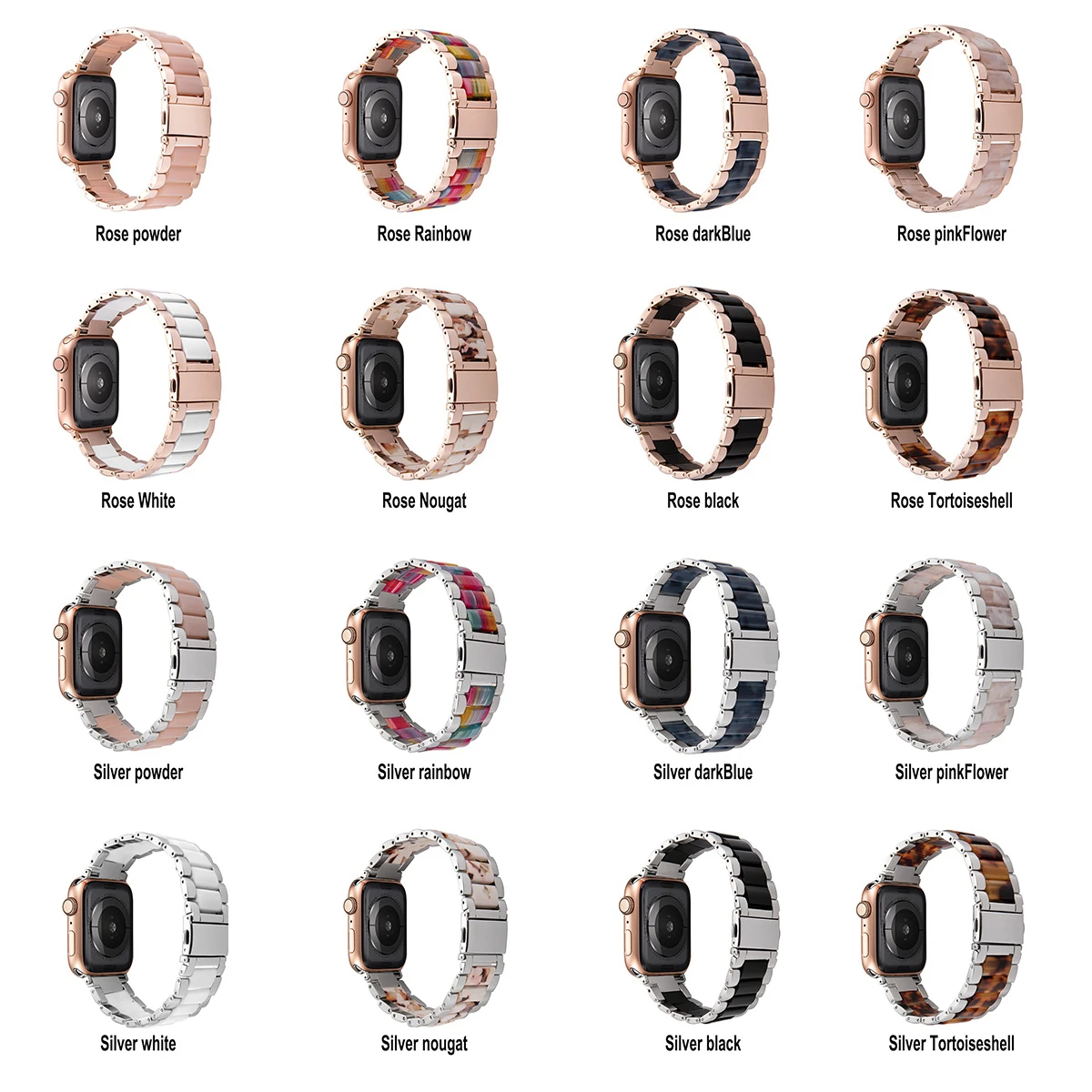 Resin Stainless Steel Strap Watchband for apple watch 5 band 44mm iwatch 42mm Series 5 4 3 2 Wrist Accessories loop 40m bracelet