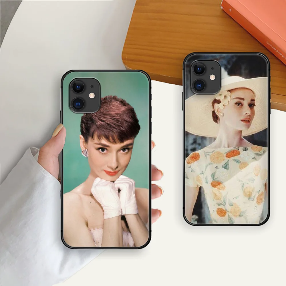 

Star Audrey Hepburn Famous Phone Case Cover For Iphone 5 6 7 8 11 12 5S 6S X Xr XS Se Plus Pro Max Mini 2020 Black Back 3D Etui