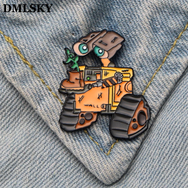 DMLSKY WALL-E, Мультяшные эмалированные булавки и броши, нагрудные булавки, рюкзак, сумки, значок, украшение одежды, подарки M3370