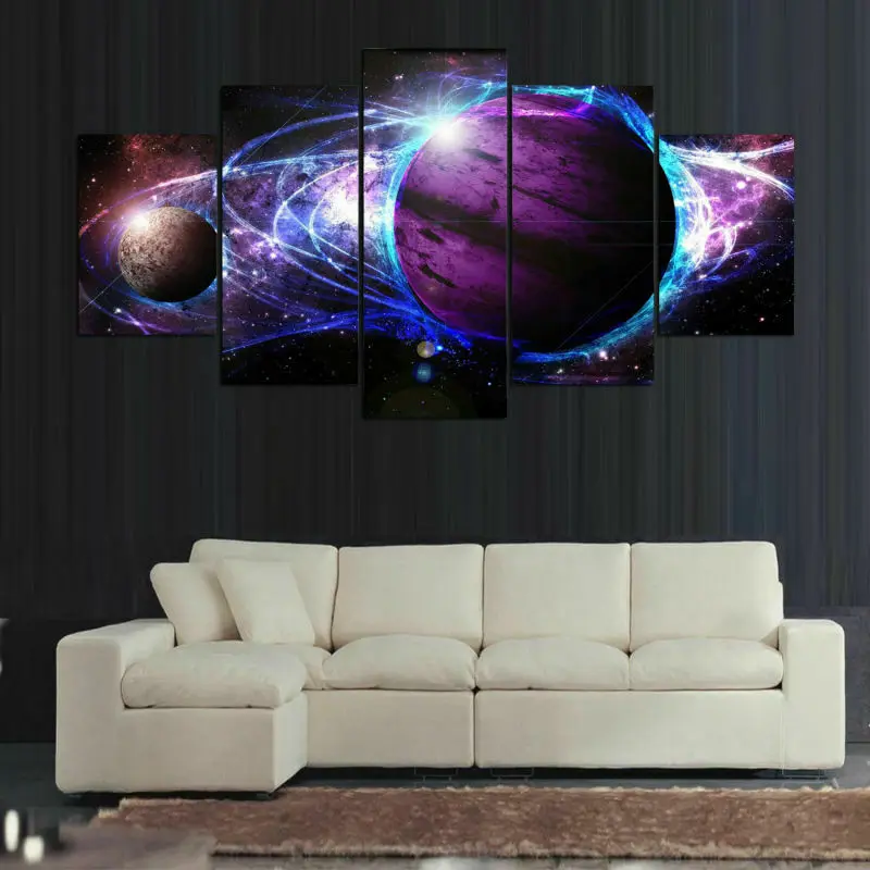 

Home Decor Sci Fi Fantasy Planet Galaxy 5 Piece Wall Art Painting Picture Printing Modular Artwork Poster For Living Room
