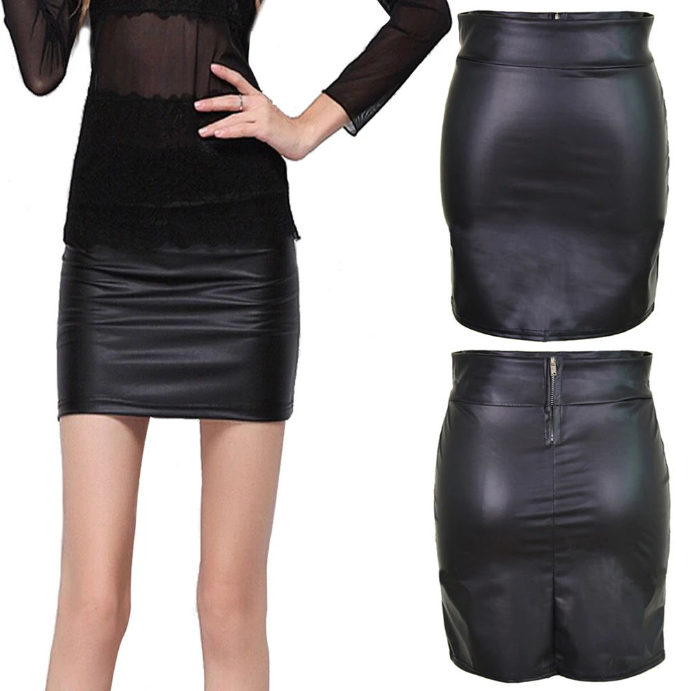 

Women Sexy Buttock Matte High Waist Leather Skirt Imitation PU Leather Skirt Plus-Size faldas mujer moda