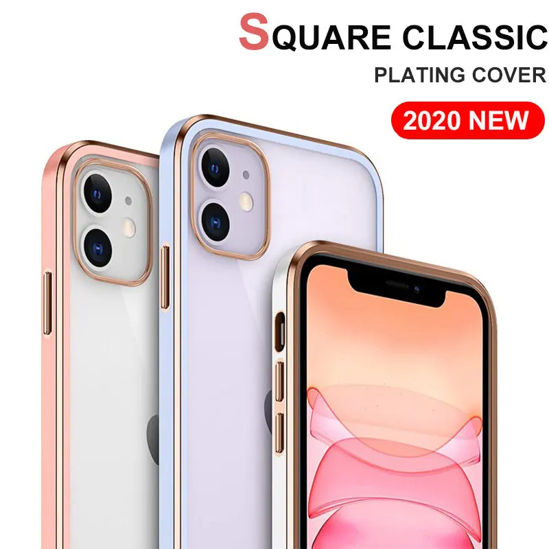 

Plating Frame Silicon Case For iPhone 11 12 Pro Max Cases Transparent Funda On Iphone XR 7 8 Plus X XS SE 2020 12Pro Mini Covers