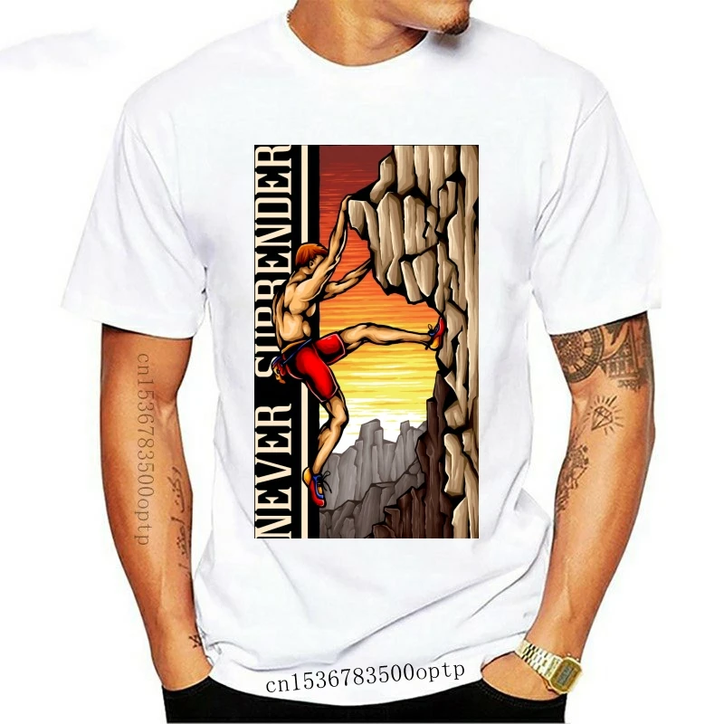 

Новая мужская забавная футболка никогда не сдавайтесь, Высококачественная футболка для альпинизма и скалолазания