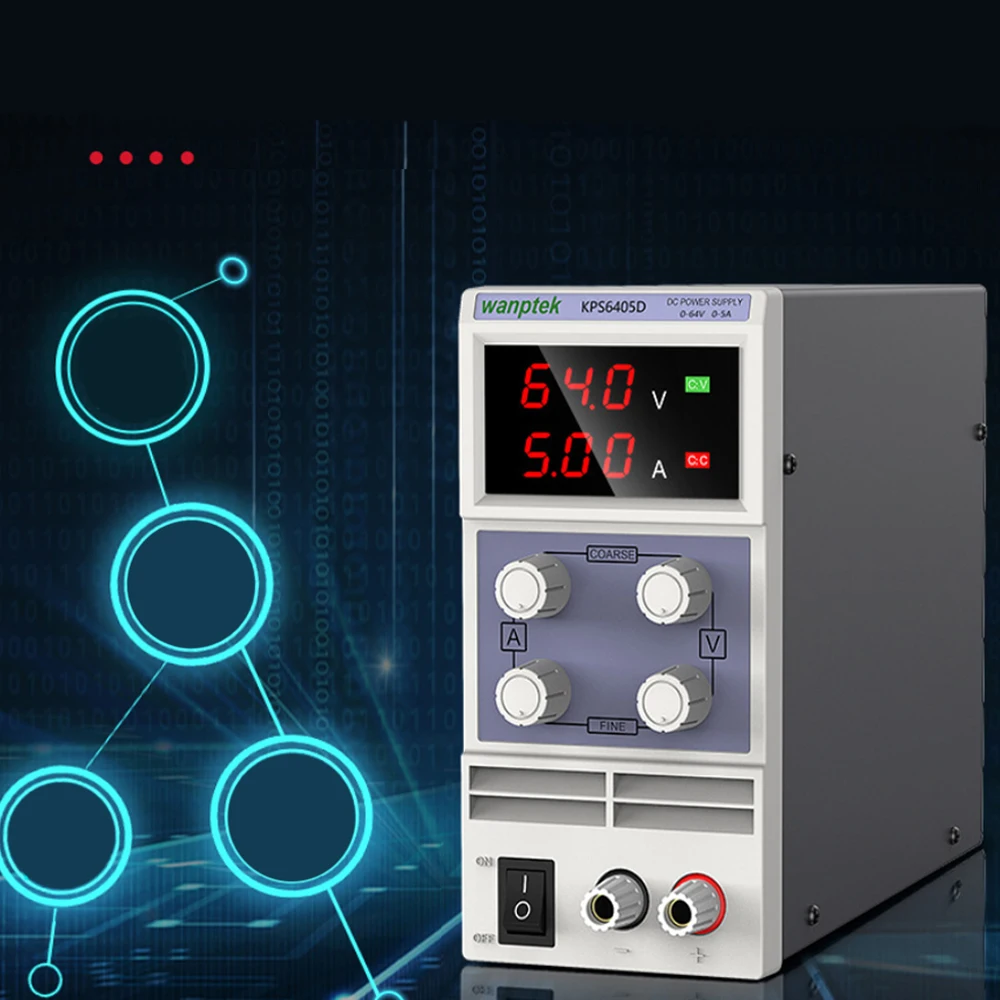 

WANPTEK KPS6405D Adjustable Mini DC Power Supply Output 0-64V/0-5A Manostat High Precision Double Display Switch Regulated Power