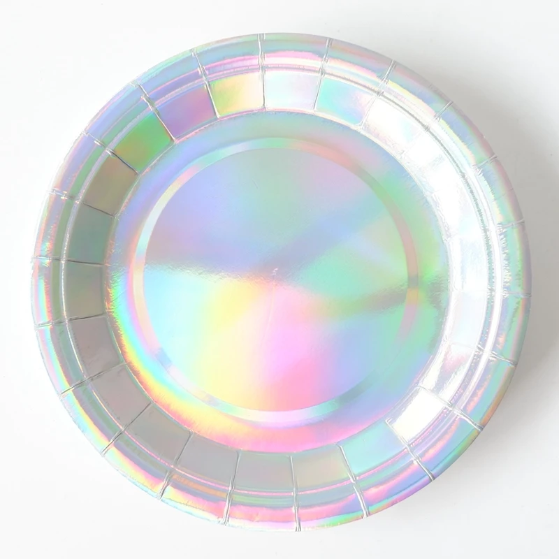 Набор одноразовой посуды из серебристой фольги бумажные тарелки чашки соломинки