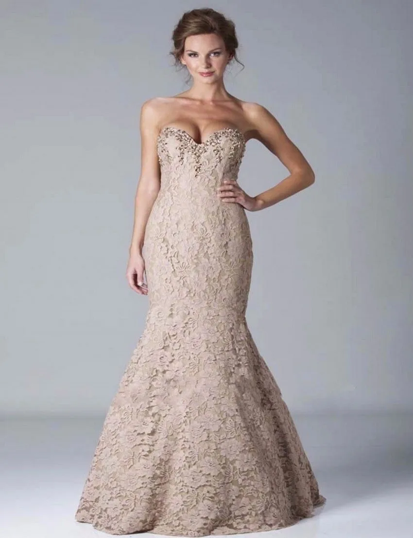 

Vestido de noiva Mermaid Lace Sweetheart Appliques Crystal Beading Sleeveless Bridal Gown 2018 mother of the bride dresses