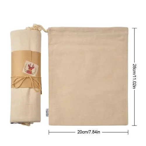 2 шт. сумка на шнурке с карманом из органического хлопка зеленая для покупок