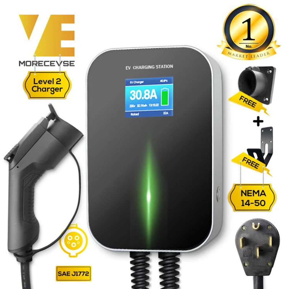 EV зарядная станция зарядное устройство для электромобиля EVSE Wallbox J1772 32A Level2 220-240 В