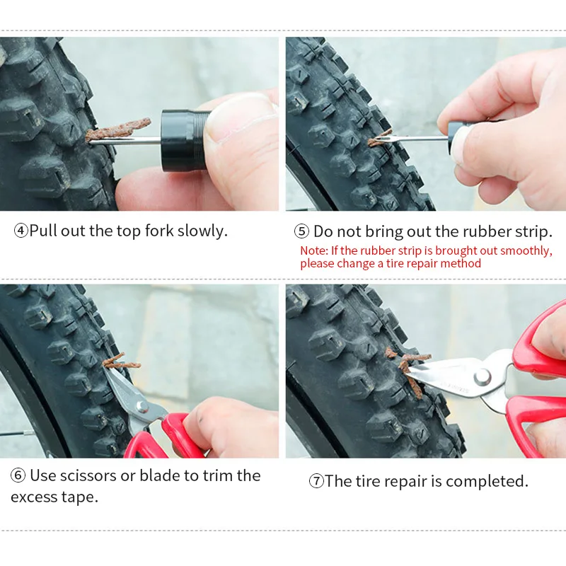 

Bicycle Tire Repair Tool Repair Tool Fork Drill Vacuum Portable Repair Tire Rubber Special Emergency Repair Tire Strip Tool