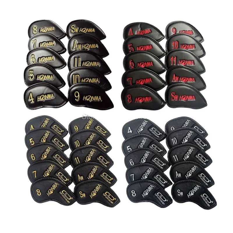 

4-11 club AW rods headcover PU cover New10pcs/set iron golf Single-sided upscale Honma SW wit golf embroidery shipping set Free