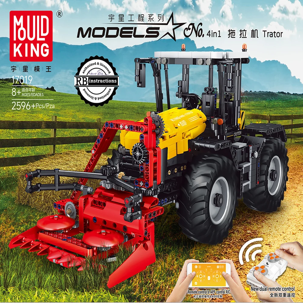 Фермерский трактор Mould King Rc Moc С погрузчиком наборы моделей сделай сам