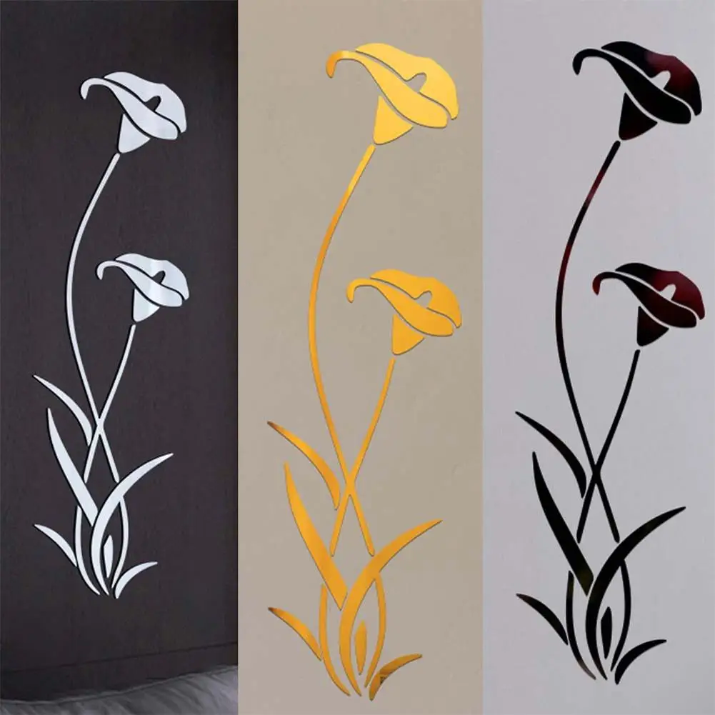 

3D DIY Calla Lily Shape Mirror Surface Acrylic Wall Sticker Decal Home Decor