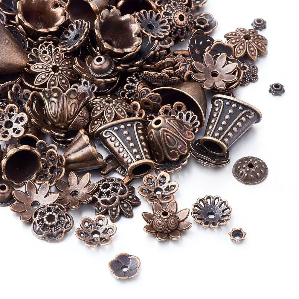 Шапочки для бусин смешанной формы в тибетском стиле античная бронза диаметр