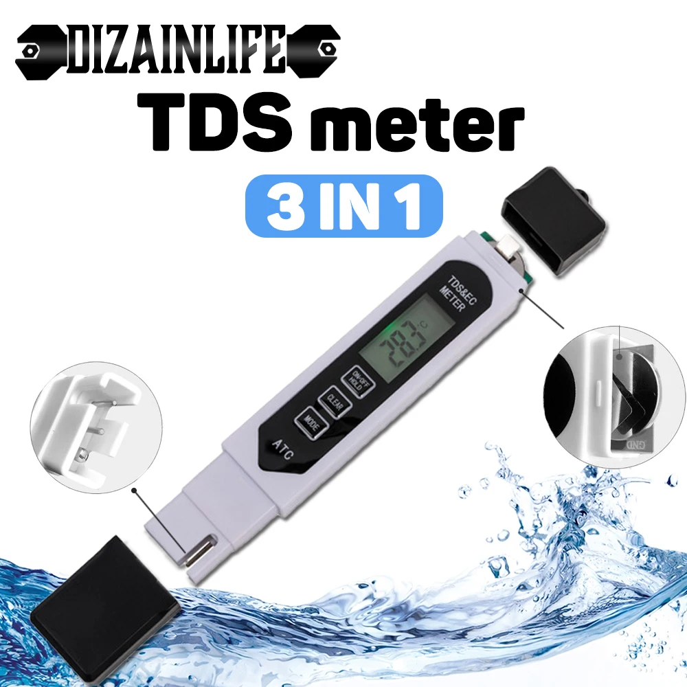 Портативный цифровой рН метр 3 в 1 ЖК дисплей 0 01 + TDS EC Тестер ручка Чистота воды