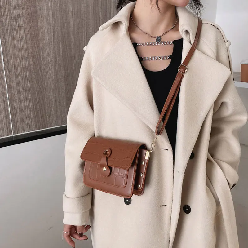 

Autumn and Winter Leisure Handbag for Women Vintage PU Leather Shoulder Bag Female Chain Crossbody Small Square Bag