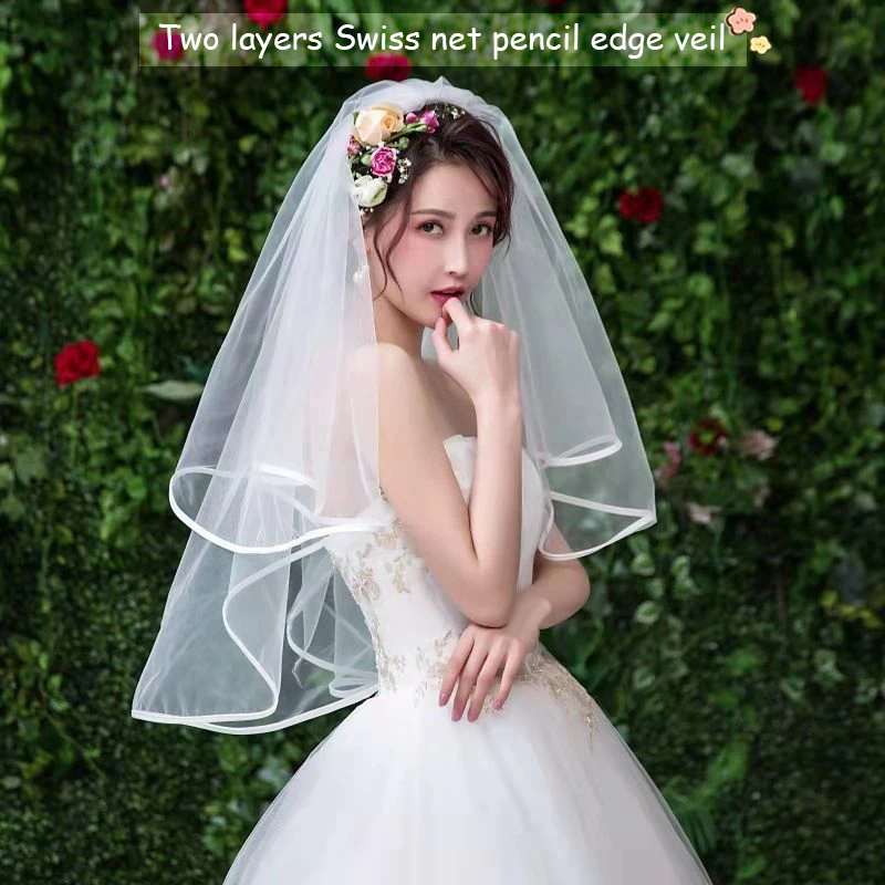 

Simple Elegant Short Tulle Wedding Veils Two Layer With Comb White Ivory Bridal Veil for Bride for Marriage Wedding Accessories