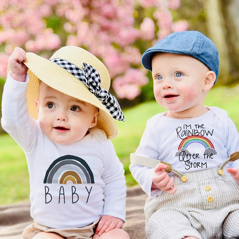 

Rainbow Baby Bodysuit Cute Rainbow Print Autumn Long Sleeve Baby Gift Fall Rainbow Colors Baby Bodysuits Fashion