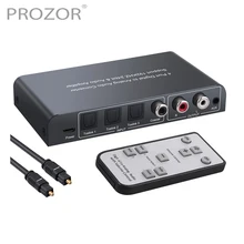 PROZOR DAC Audio Converter Adapter 1 / 3 Optical SPDIF Toslink + Coaxial Switch to Stereo L/R RCA 3.5mm Volume Control IR Remote