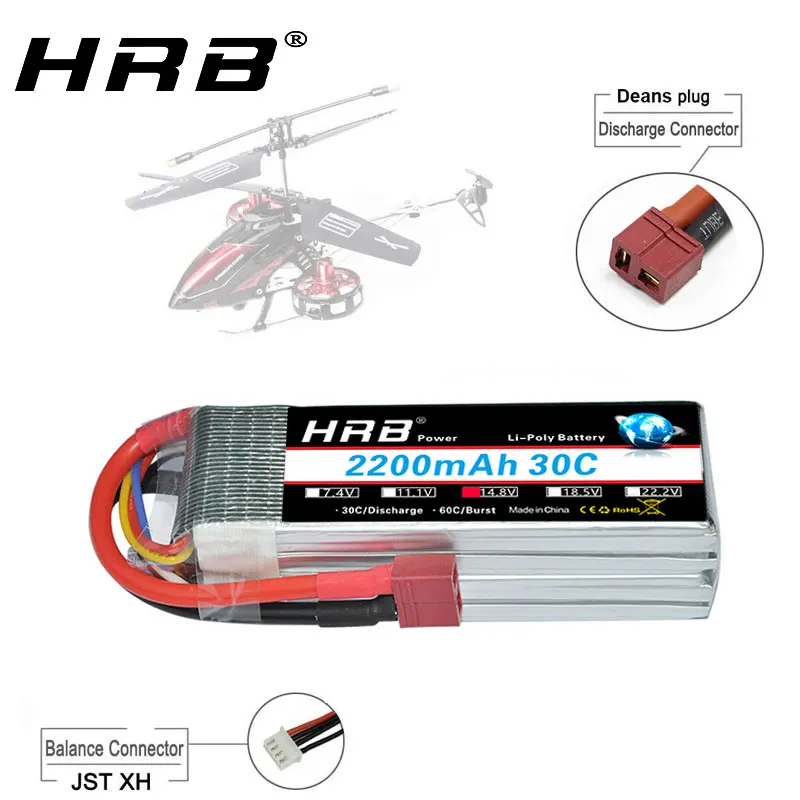 HRB lipo 4S 14,8 в 2200 мАч Lipo батарея 30C с xt60-t Deans T Разъем для RC автомобилей Вертолет Лодка Квадрокоптер танки дроны самолет
