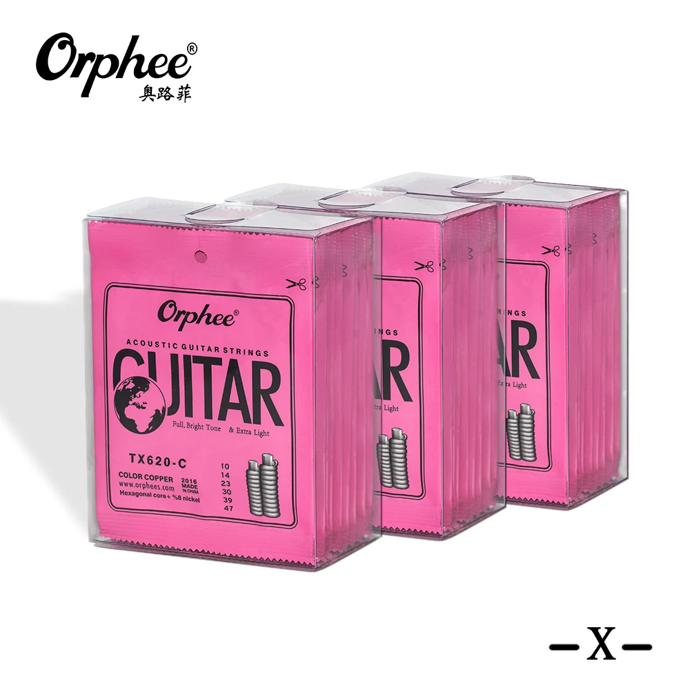Струны Orphee для акустической гитары 6 шт./1 комплект (0 10 .047) разноцветные струны