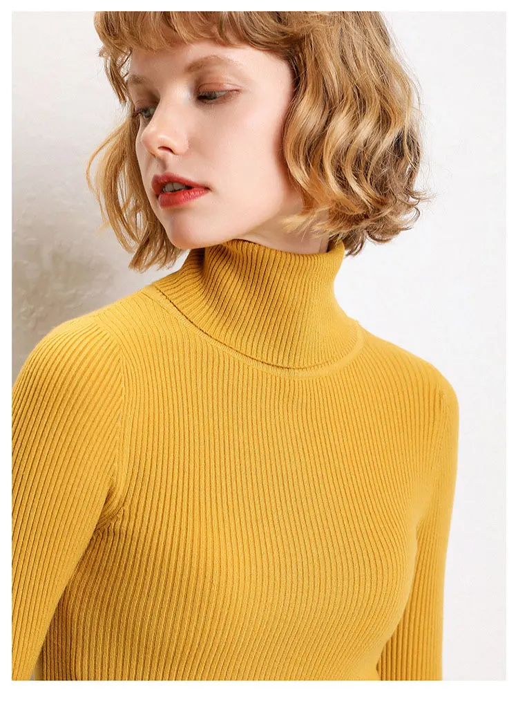 Женский вязаный свитер Sherhure розовый облегающий свитер-водолазка с длинным