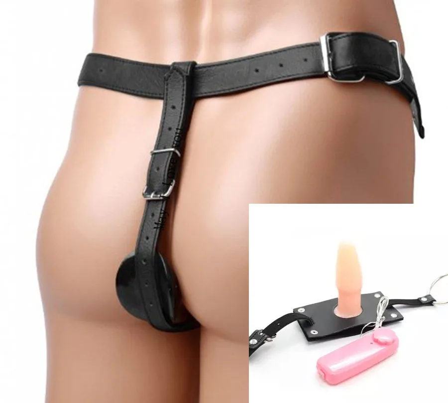 

BDSM Men Bondage Chastity Belts Strap on Butt Plug Vibrator Prostate Massager Vibrating Anal Plug Fetish Sex Toys for Men Gay